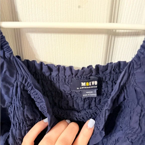 Anthropologie Maeve Navy Puff Sleeve Blouse - Picture 2 of 3